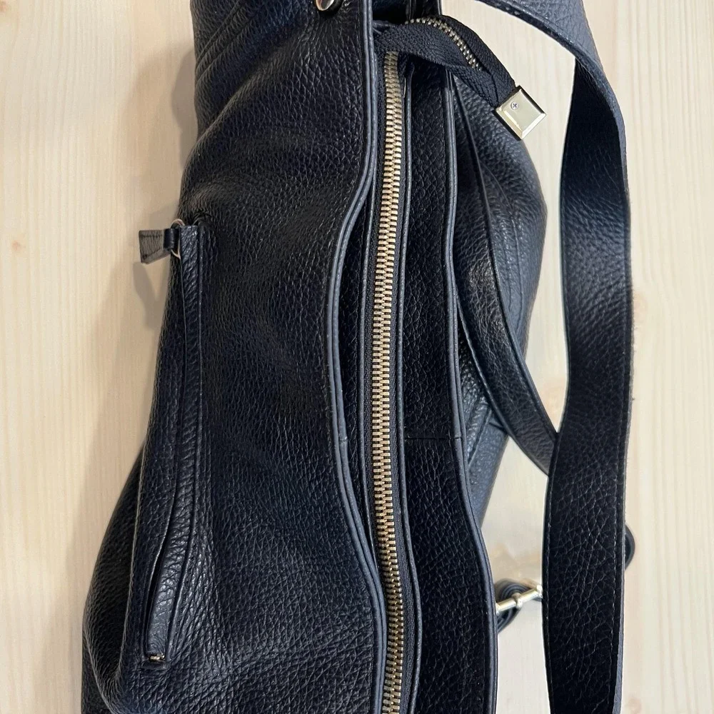 Rossi Hobo‎ Bag Womens Large Black Leather Shoulder Zip Top Made Italy Purse